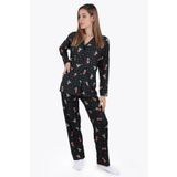 Lukitus Büyük Beden Battal Ayıcık Desen Süet Kadın Pijama Takımı