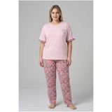 Lukitus Büyük Beden Kısa Kollu Milan Kumaş Kadın Pijama Takımı