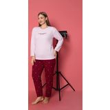 Lukitus Büyük Beden Pamuklu Milan Kumaş Kadın Pijama Takımı