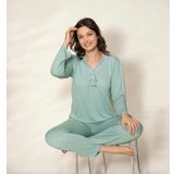 Lukitus Desenli Bambu Pamuk Kadın Pijama Takımı