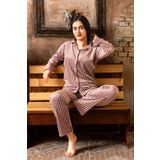 Lukitus Kadife Gömlek Yaka Kadın Pijama Takımı