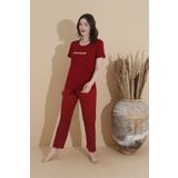 Lukitus Milan Kumaş Kısa Kol Kadın Pijama Takımı