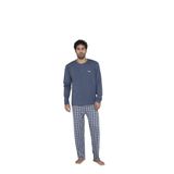 Lukitus Uzun Kol Düğmeli Pamuklu Erkek Pijama Takımı (Gri, 2XL)