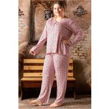 Lukitus Uzun Kollu Bambu Kadın Büyük Beden Pijama Takımı