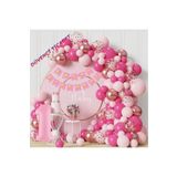 Lüks 1 Yaş Doğum Günü Balon Seti Fuşya Makaron Pembe, 86754754754