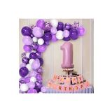 LÜKS 1 YAŞ DOĞUM GÜNÜ MOR-LİLA BALON ZİNCİR SET