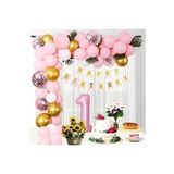 LÜKS 1 YAŞ DOĞUM GÜNÜ PEMBE BALON ZİNCİR SET