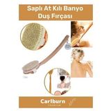 Lüks %100 Doğal Selülit Önleyici Yumuşak Vücut Masaj At Kılı Saplı Uzun Banyo Duş Fırçası