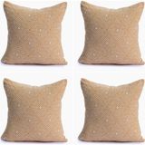 Lüks 100% Pamuk Dekoratif Desenli Kırlent Kılıfı 4 Adet Set 45X45 Cm, Kaliteli Pamuklu Kumaş Kırlent ve Minder Kılıfı (Altın Sarısı, 4 Adet 45X45 Cm) - Option-1