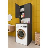 Lüks 2 Kapaklı Çamaşır Makinesi Dolabı %100 Mdf 2 Kapaklı Çok Amaçlı Banyo Dolabı Bd01 Antrasit