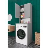 Lüks 2 Kapaklı Çamaşır Makinesi Dolabı %100 Mdf 2 Kapaklı Çok Amaçlı Banyo Dolabı Bd01 Kül Gri