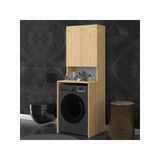 Lüks 2 Kapaklı Çamaşır Makinesi Dolabı %100 Mdf 2 Kapaklı Çok Amaçlı Banyo Dolabı Bd01 Safir Meşe