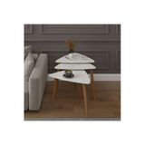 Lüks 3'Lü Ahşap Ayaklı Zigon Sehpa %100 Mdf Orta Sehpa Masa Sehpa02 Retro Taş