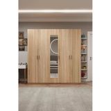 Lüks 5 Kapaklı Çekmeceli Gardırop %100 Mdf Askılı Aynalı Düzenleyici Elbise Dolabı G-04 Sonoma