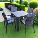 Lüks Arkalıklı Sandalye Minderi 4Lü 4Cm Süngerli Gri Örümcek Desen 42X42