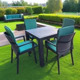 Lüks Arkalıklı Sandalye Minderi 4Lü 4Cm Süngerli Yeşil 42X42