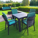 Lüks Arkalıklı Sandalye Minderi 6Lı 4Cm Süngerli Yeşil 42X42