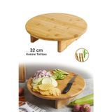 Lüks Ayaklı Bambu Kesme ve Sunum Tahtası 32 cm