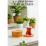 Lüks Bambu 6 Adet Yuvarlak Bardak Altlığı Çay Tabağı Altlığı Fincan Altlığı Şık Dekor Bambu - 10 cm