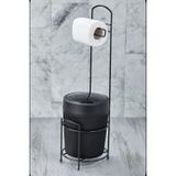 Lüks Banyo Mutfak Çöp Kovası Metal Standlı Tuvalet Wc Kağıtlık Seti - Siyah