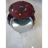 Lüks Büyük Döner Tepsili Yuvarlak Fırın Termostatlı Elektrikli Börek Fırını 1400W Isıya Dayanıklı Cam Kapaklı Pizza Fırını Börek Fırını
