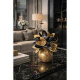 Lüks Cam Çiçek Biblo – Kristal Detaylı Gold Siyah Modern Dekor Objesi