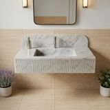 Lüks Carrara Beyaz Mermer Duvara Monteli Lavabo (60x45x20cm)