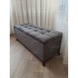 Lüks Çizgi Kapitoneli Sandıklı Puf Bench 120 Cm Cevizayak Antrasit