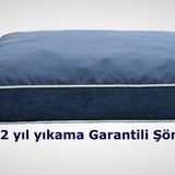 Lüks Dayanıklı Şönil Kumaş Visco Dolgulu Çift Taraflı Ve Fermuarlı Yıkanabilir Köpek Yatağı(Fşönilmavi) (XX-Large)