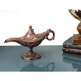 Lüks Döküm Alaşım Motif İşlemeli Alaaddin Sihirli Lamba Tütsülük Buhurdanlık Dekoratif Biblo 15 cm