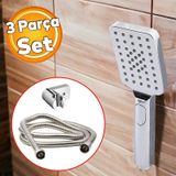 Luks Dus Basligi Set Banyo Fiskiyesi Seti Dikdortgen Fiskiye Telefon Fonksiyonlu Baslik Metal Hortum