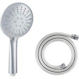 Lüks Duş Seti - 5 Farklı Püskürtmeli Full Krom Kaplama El Duşu + 150 cm Gümüş Pvc Duş Spirali - Paslanmaz, Kopmaz, Kırılmaz Çelik Bağlantılı Pvc Duş Hortumu/nerolıa