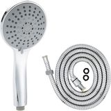 Lüks Duş Seti - 5 Farklı Püskürtmeli Full Krom Kaplama El Duşu + 170 cm Çift Kenetli Duş Spirali - Paslanmaz, Kopmaz, Kırılmaz Çelik Duş Hortumu/nerolıa