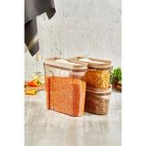 Lüks Erzak Saklama Kabı, Şeffaf Füme 3 'lü Set (4 Lt+2lt+2 Lt), Bakır - 0 Siyah - Option-1