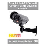 Lüks Ev Apartman Bahçe İş Yeri Gece Görüşlü Pilli Ledli Caydırıcı Oyuncak Güvenlik Kamerası 2'li Set
