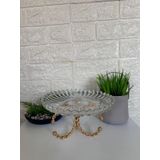 Luks Gold Ayakli Cam Kesme Sekerlik Sunumluk Ikramlik