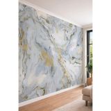Lüks Gold Damarlı Mermer Desenli Modern Tek Parça Tekstil Duvar Kağıdı, 260 x 260