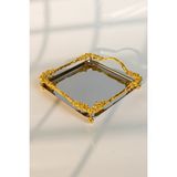 Lüks Gold Gül Detaylı Kare Sunum Tepsisi 21X21 cm – Ayaklı