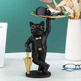 Lüks Gözlüklü Bulldog Anahtar Tepsisi Biblo Dekoratif Organizer Sehpa Ofis Ev Hediyesi 26 cm