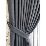 Lüks House Koyu Gri Blackout Keten Pilesiz 200x250 cm Fon Perde