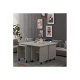 Lüks İçe Geçmeli Tekerlekli Orta Sehpa %100 Mdf Yemek Çalışma Masası Os003 Retro Taş