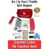 Lüks Ilk Yardım Çantası Deprem Afet Acil Durum Müdahale Kiti Araç Ev Işyeri Yerli Üretim Ecza Çanta - Kırmızı
