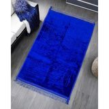 Lüks Kalın Yumuşak Peluş Kaydırmaz Taban Kadifeli Seccade - Lacivert - 80 x 133 cm