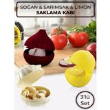 Lüks Kaliteli 3'lü Soğan Sarımsak Limon Saklama Kabı Seti – Koku Geçirmez Mutfak Düzenleyic