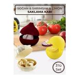 Lüks Kaliteli 3’lü Soğan Sarımsak Limon Saklama Kabı Seti – Koku Geçirmez Mutfak Düzenleyici
