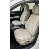 Lüks Kapitone Desenli Antislip Araba Koltuk Koruyucu Üçlü Minder Seti - Bej (2 Ön Ve 1 Arka Set)