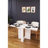 Lüks Katlanır Mutfak Yemek Masası %100 Mdf Pratik Çalışma Masası Km32 Beyaz