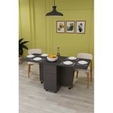 Lüks Katlanır Mutfak Yemek Masası %100 Mdf Pratik Çekmece+Dolaplı Çalışma Masası Km28