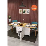 Lüks Katlanır Mutfak Yemek Masası %100 Mdf Pratik Çekmeceli Çalışma Masası Km02