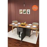 Lüks Katlanır Mutfak Yemek Masası %100 Mdf Pratik Çekmeceli Çalışma Masası Km03